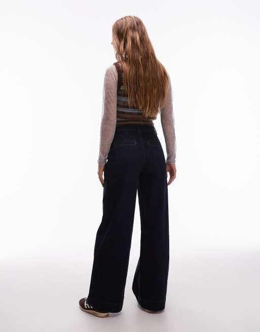 & Other Stories wide leg jeans with jet pockets in dark wash blue, 2 of 5