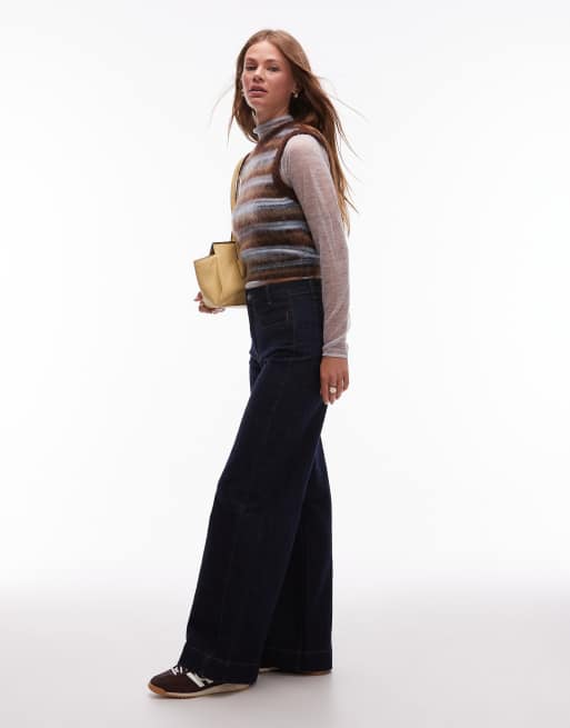 & Other Stories wide leg jeans with jet pockets in dark wash blue, 3 of 5