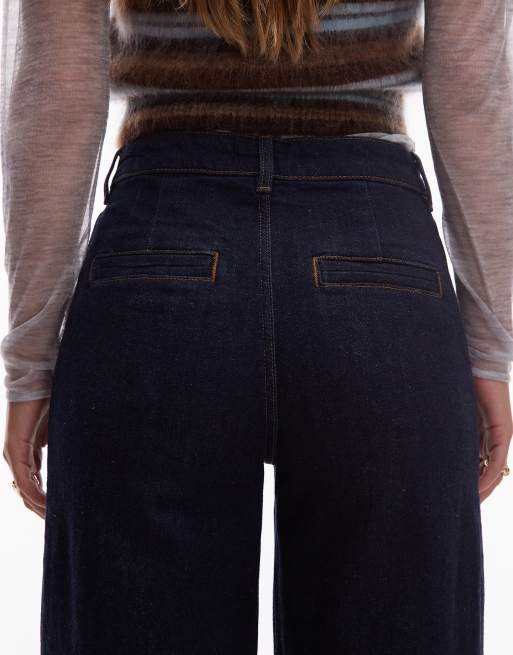 & Other Stories wide leg jeans with jet pockets in dark wash blue, 4 of 5