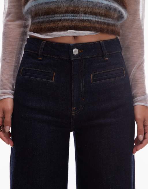 & Other Stories wide leg jeans with jet pockets in dark wash blue, 5 of 5