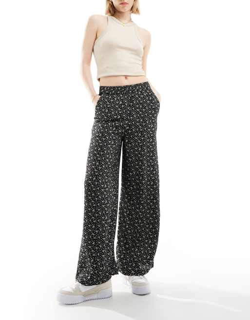 & Other Stories wide leg pants in black and white floral print