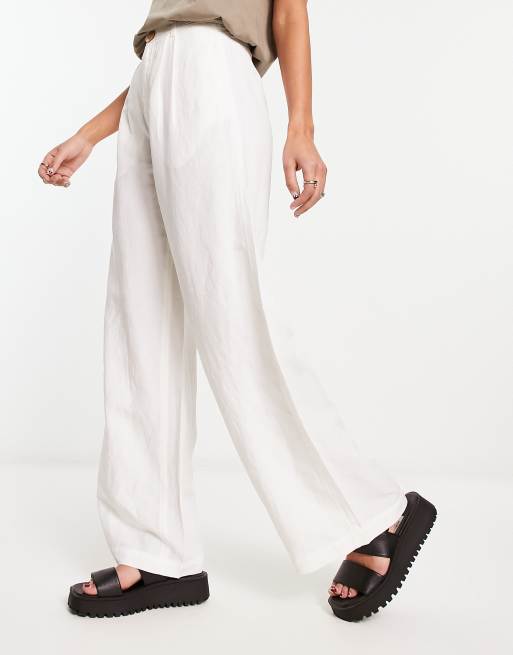 High Waist Wide Leg Trousers - Off White