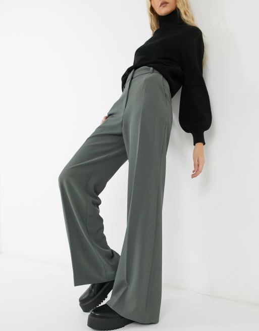 & Other Stories wide leg trousers in dark grey