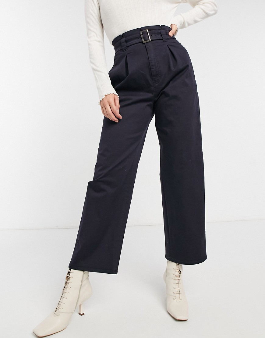 & Other Stories wide leg trousers in navy