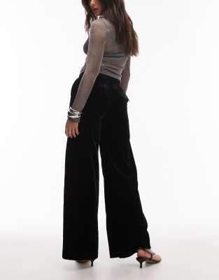 & Other Stories Wide Leg Velvet Pants In Black