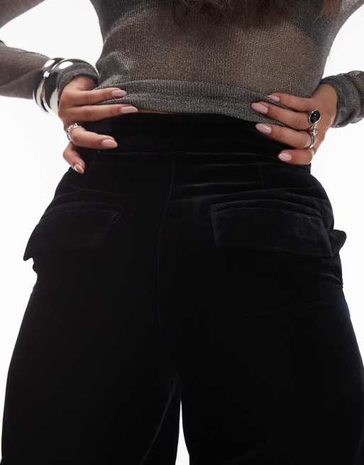 & Other Stories wide leg velvet pants in black, 3 of 5