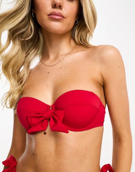  Other Stories wire bow bikini top in red