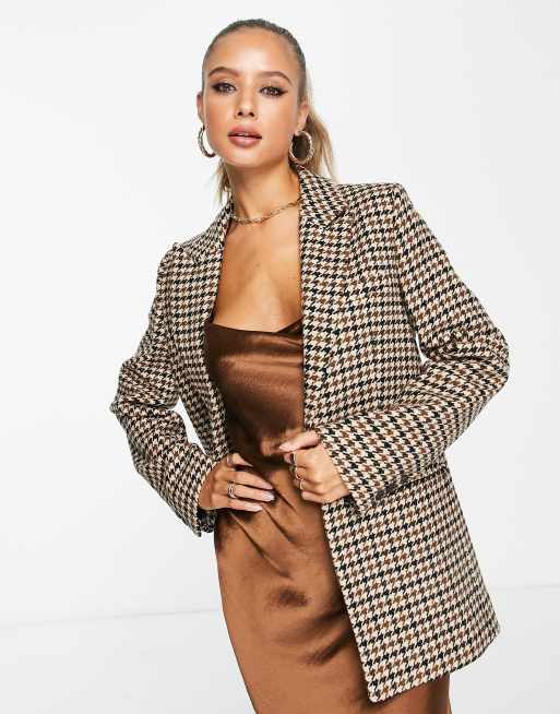 & Other Stories - Wollen blazer in bruine pied-de-poule, deel van co-ord set