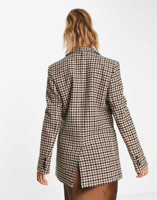 & Other Stories - Wollen blazer in bruine pied-de-poule, deel van co-ord set, 4 van 4