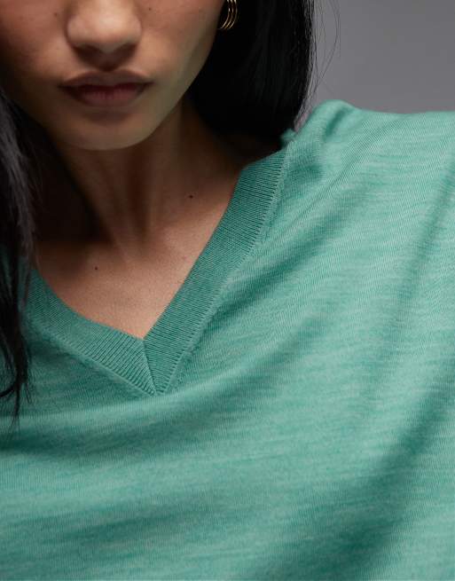 & Other Stories - Wollen trui met V-hals in turquoise blauw, 3 van 4