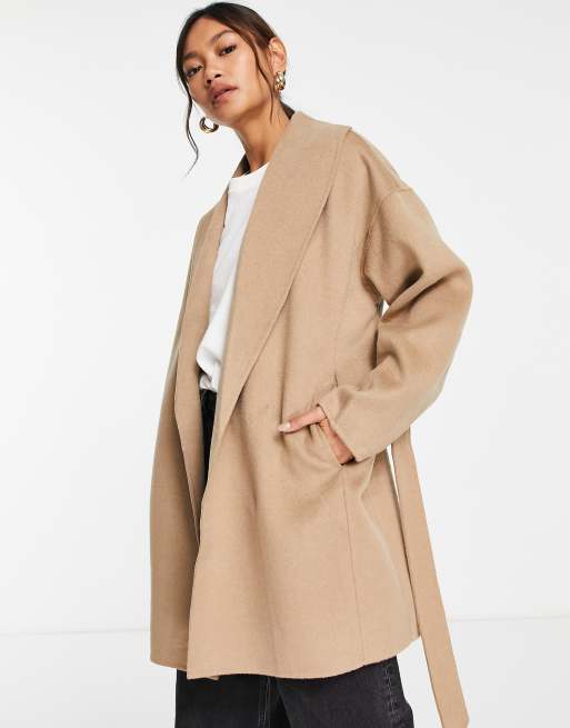 Other mit Stories BEIGE – ASOS Wollmix-Mantel Bindegürtel Beige | in & -