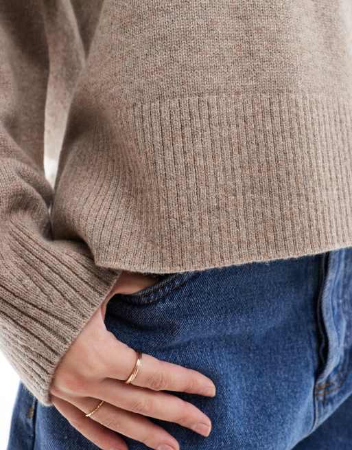 Other Stories – Wollmix-Pullover in Braun mit plissierten