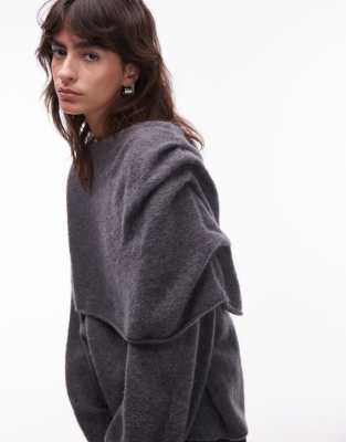 & Other Stories Wool-alpaca Blend Swaddled Drape Sweater In Gray