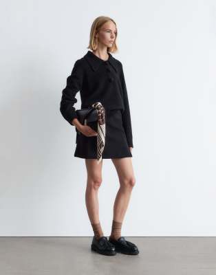 & Other Stories Wool Alpaca Fluffy Knit Collar Sweater In Black