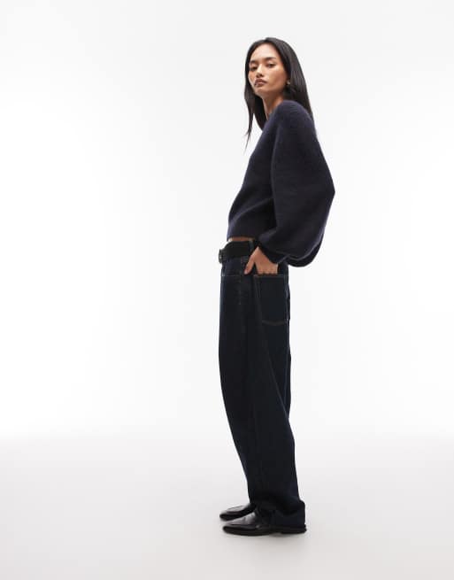 & Other Stories wool alpaca mix volume sleeve jumper in navy , 2 of 4