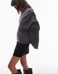 [Other Stories] & Other Stories wool alpaca swaddled drape sweater in dark grey L Dark grey