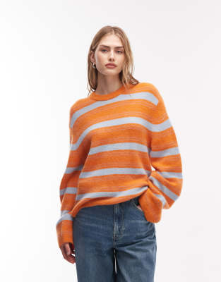 & Other Stories Wool And Alpaca Blend Crew Neck Sweater In Orange