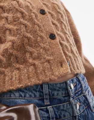 & Other Stories Wool And Alpaca Knit Cable Cardigan In Brown