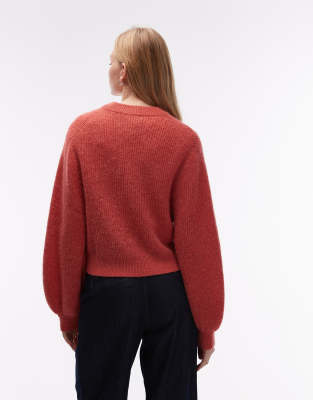 & Other Stories Wool And Alpaca Mix Sweater With Balloon Sleeves In Red