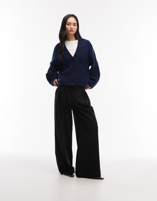 & Other Stories wool and cotton blend v neck cable cardigan in blue and black twist, 2 of 4