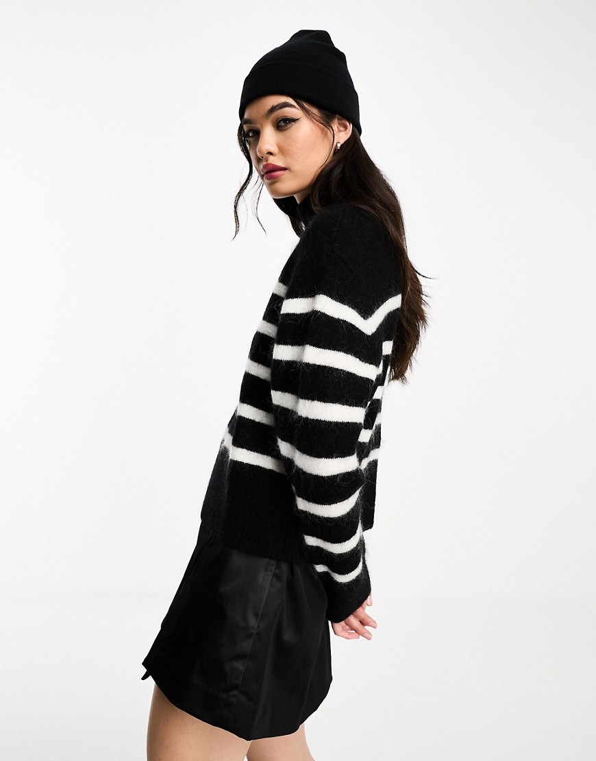& Other Stories wool and merino jumper in black and white stripe