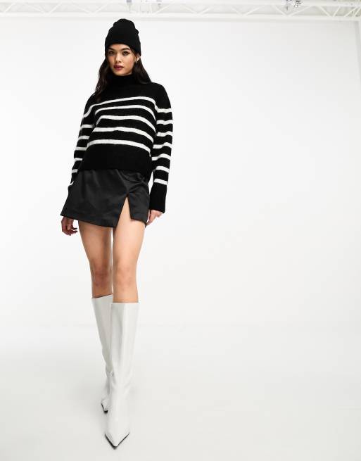 & Other Stories wool and merino jumper in black and white stripe, 2 of 4