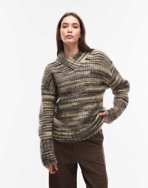 & Other Stories wool and mohair mix v neck sweater in black zebra melange - view 1