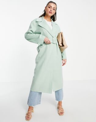 long green belted coat