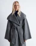 [Other Stories] & Other Stories wool belted maxi coat with funnel neck in grey L GREY