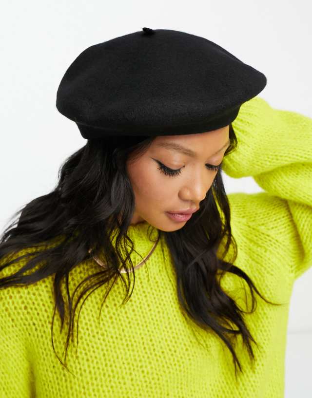 & Other Stories wool beret in black boucle