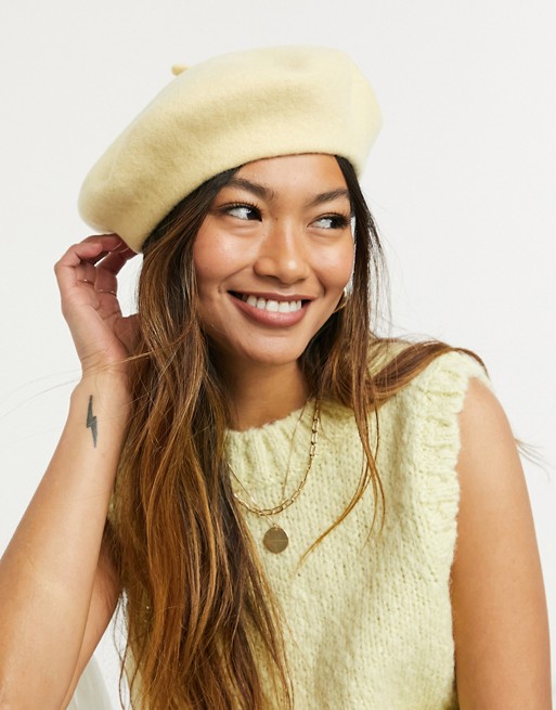 & Other Stories wool beret in yellow