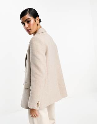 Beige wool clearance blazer womens