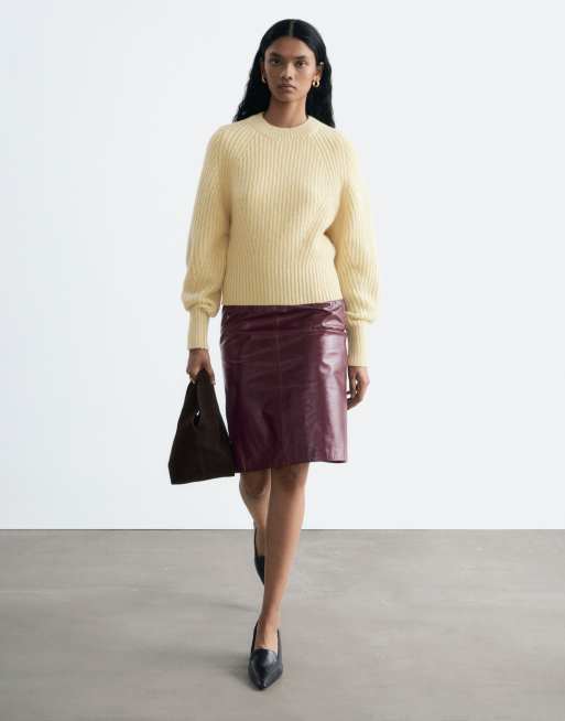& Other Stories wool blend balloon sleeve sweater in beige, 3 of 4