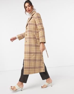 check wool blend coat