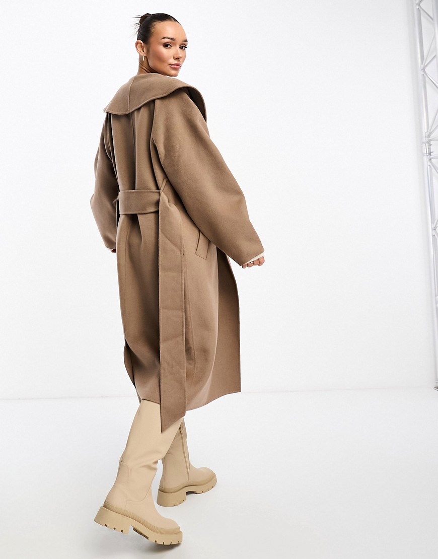 & Other Stories wool blend belted coat in light beige-Neutral