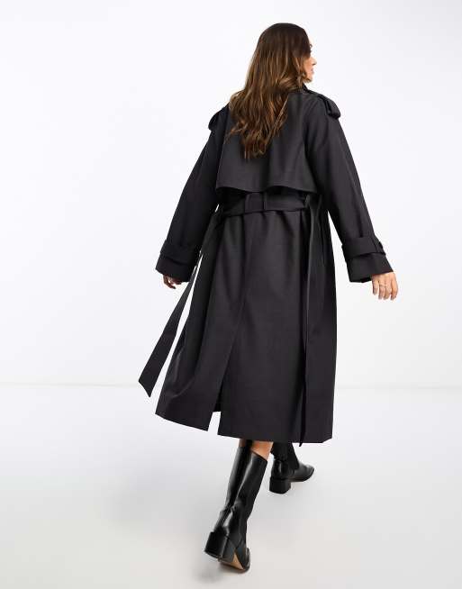 Trench Coat in Wool Blend Grey