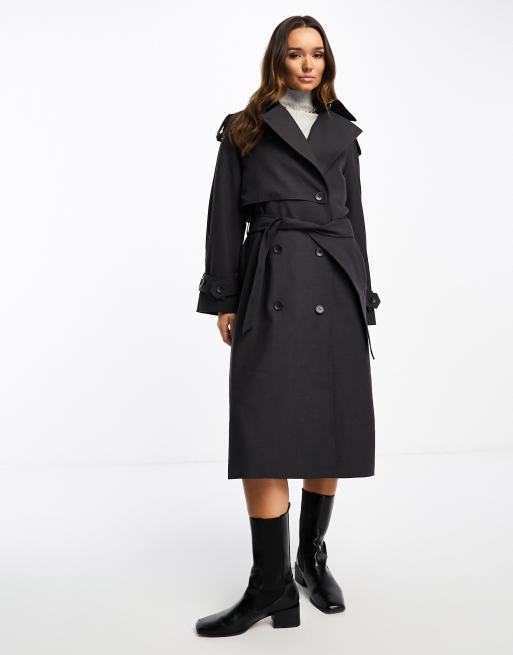 Black belted trench sales coat