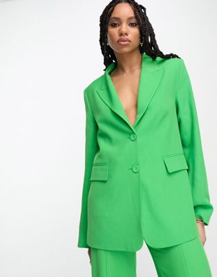 Other Stories Relaxed Single-breasted Tailored Blazer In Green