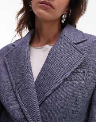 & Other Stories Wool Blend Blazer With Asymmetric Cinch Waist In Blue