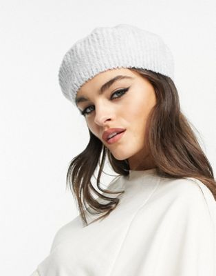 & Other Stories wool blend boucle beret in off white