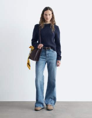 & Other Stories Wool Blend Boucle Sweater With Shoulder Pads In Blue