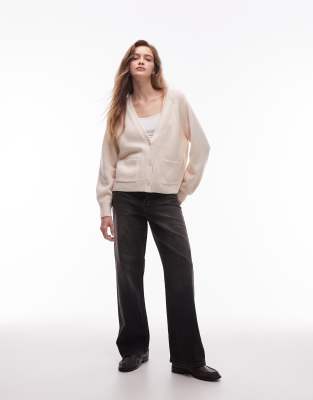 & Other Stories Wool Blend Cardigan With Patch Pockets In Neutral