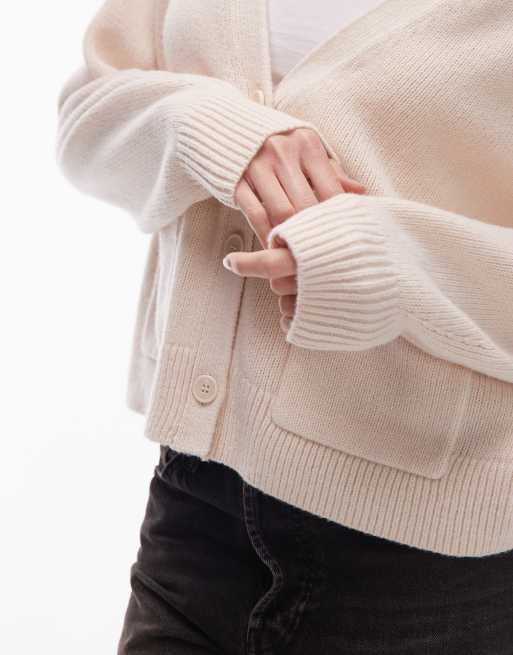 & Other Stories wool blend cardigan with patch pockets in cream, 4 of 4