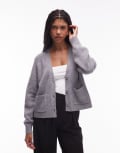 [Other Stories] & Other Stories wool blend cardigan with patch pockets in grey melange M Grey melange