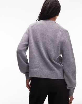 & Other Stories Wool Blend Cardigan With Patch Pockets In Gray