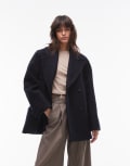 [Other Stories] & Other Stories wool blend double breasted cropped coat with double pocket detail in dark blue M Dark blue