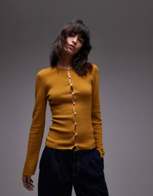 & Other Stories Wool Blend Fitted Cardigan In Yellow