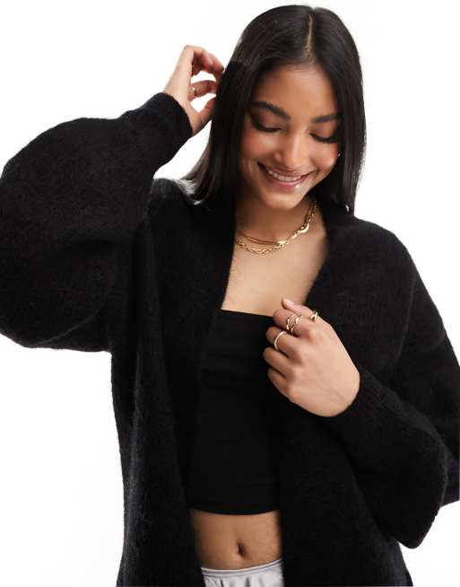 Black fluffy shop knit cardigan