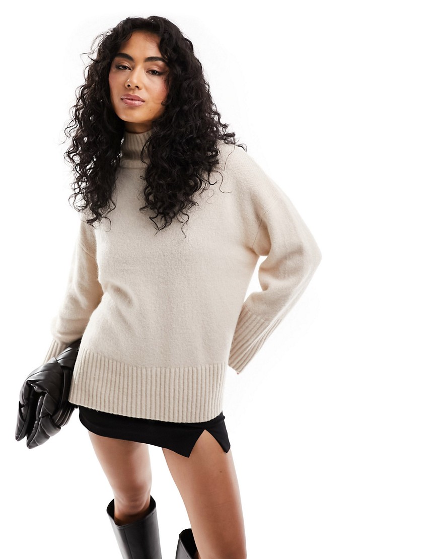 Other Stories &  Wool Blend High Neck Oversize Sweater In Ecru Melange-white