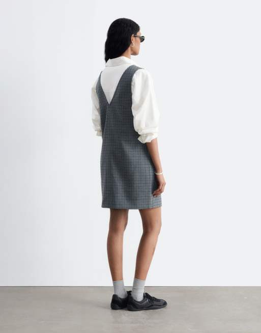 & Other Stories wool blend houndstooth pinafore dress in gray, 4 of 6